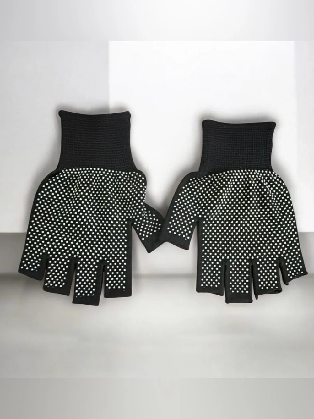 8 Pair Black Non-Slip Half-Finger Gloves Unisex